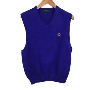 Lauren Ralph Lauren Men's V-Neck Blue Sweater Vest L